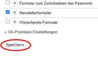 Einstellungen des POWER CAPTCHA-Moduls, Schaltfläche &#39;Speichern&#39; markiert
