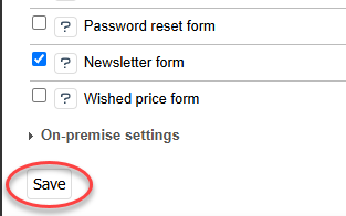 Settings of the POWER CAPTCHA module, &#39;Save&#39; button highlighted