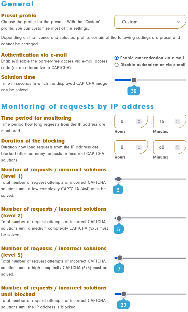 Screenshot POWER CAPTCHA configuration Whitepaper GDPR-compliant website protection PDF